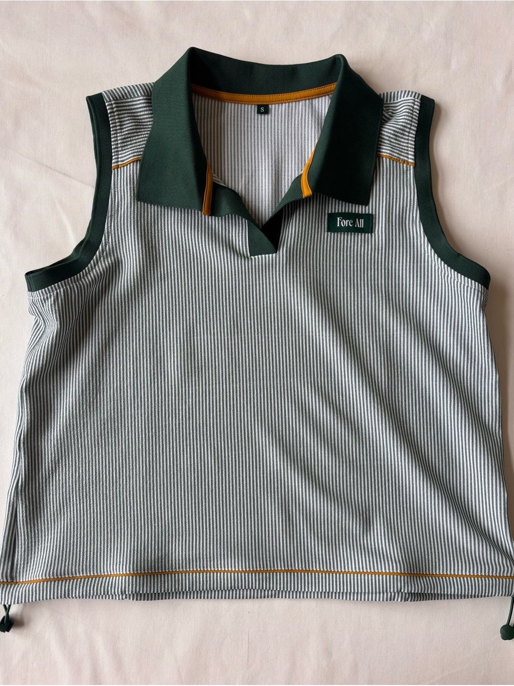 Fore All Women's Sleeveless Polo Tank - Green & White Stripe